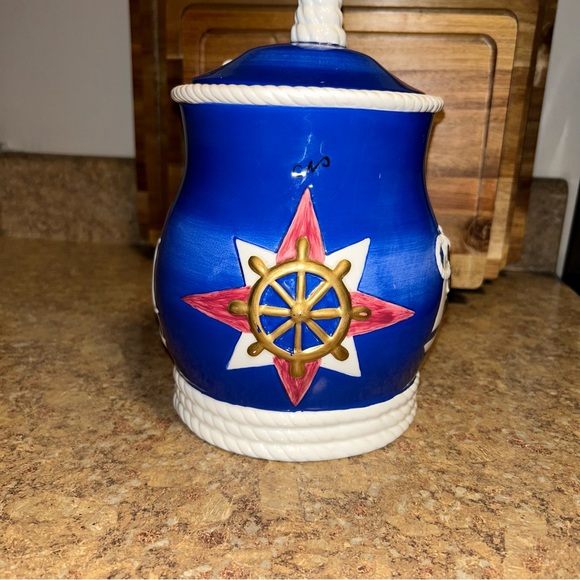 VINTAGE COOKIE JAR Canister Geo Z Lefton Nautical - Picture 2 of 13